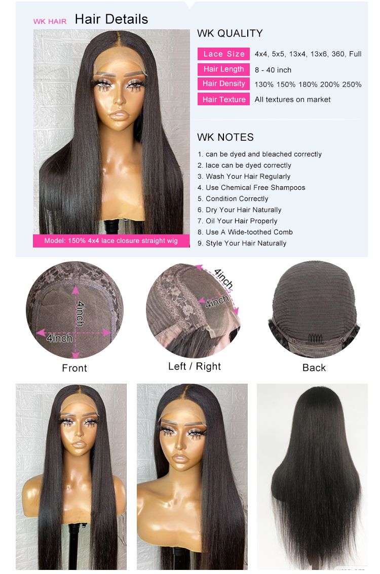 180 density pre plucked lace closure frontal wigs for women (11)